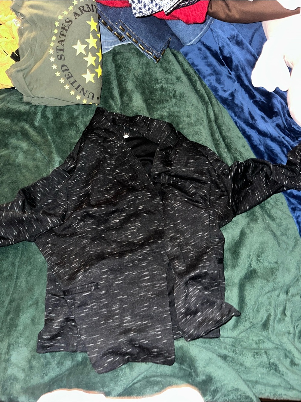 Maurices Black Heathered Open-Front Blazer